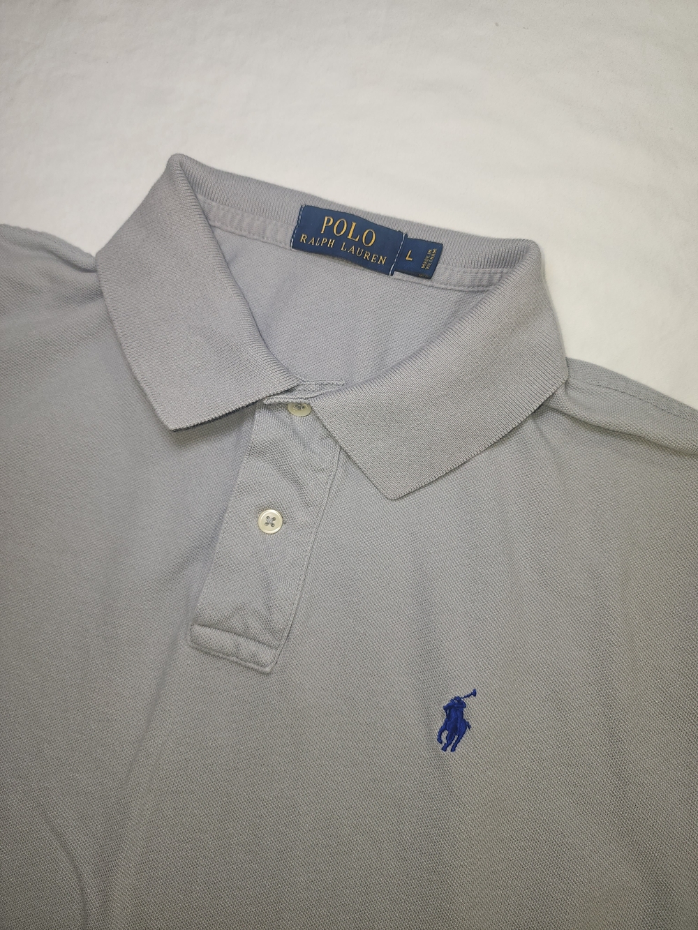 Polo by Ralph Lauren Men’s Light Gray Polo Shirt with Blue Pony